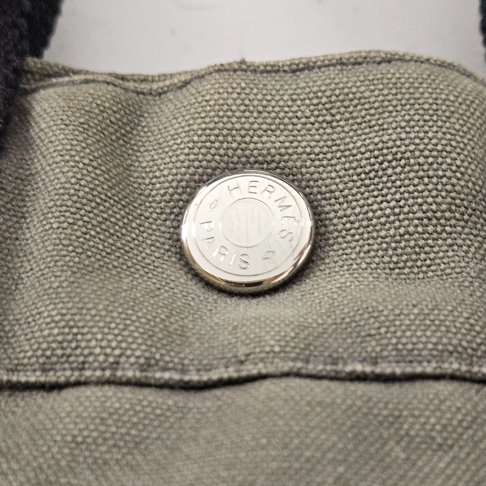 Hermes Fourre Tout PM Holdall Tote Bag In Gray And Black Cotton Canvas